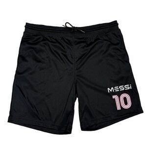 Lionel Messi Collection #10 Miami Athletic Soccer Black Shorts Large NEW